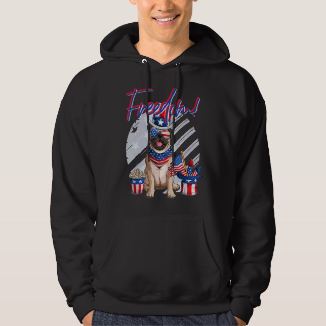 Sudadera Bandera Estadounidense De Merica Pug Dog 4 De Juli (Anverso)