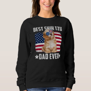 Sudadera Bandera estadounidense de perro mejor padre shih T