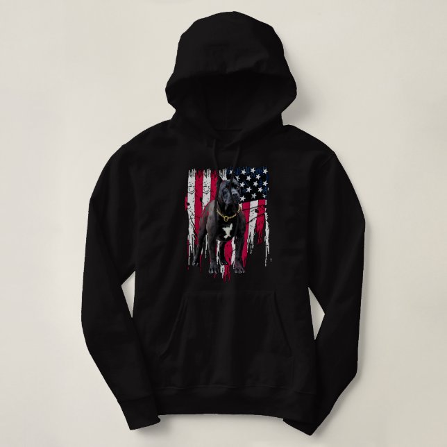 Sudadera Bandera estadounidense de Pitbull Dog Impresionant (Diseño del anverso)