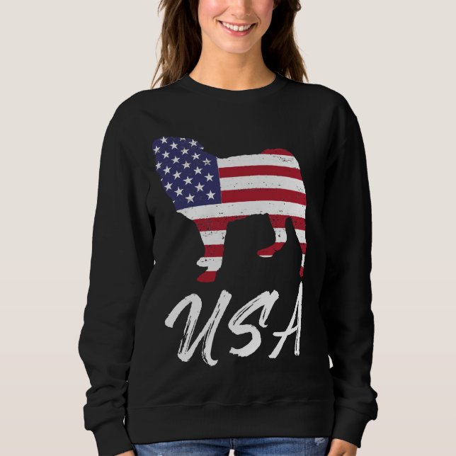 Sudadera Bandera estadounidense de Pug USA TShirt por el co (Anverso)