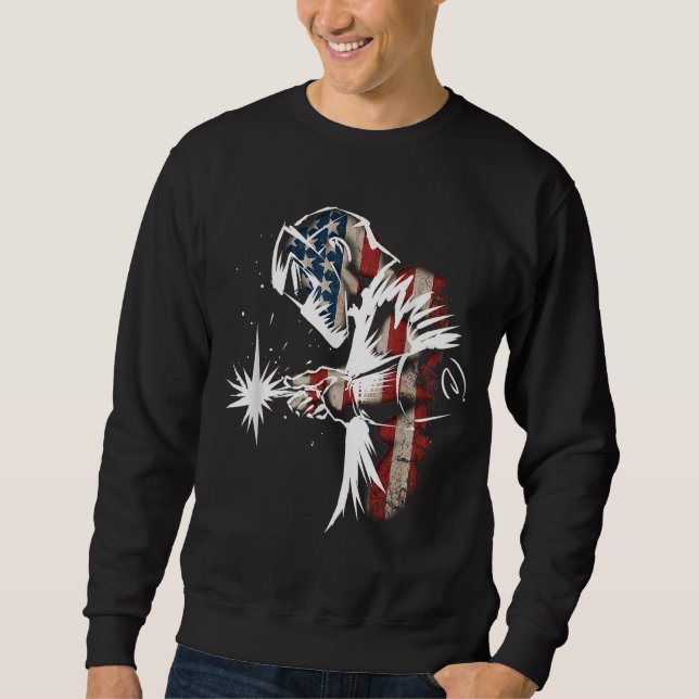 Sudadera Bandera estadounidense de soldadura Regalo de gale (Anverso)