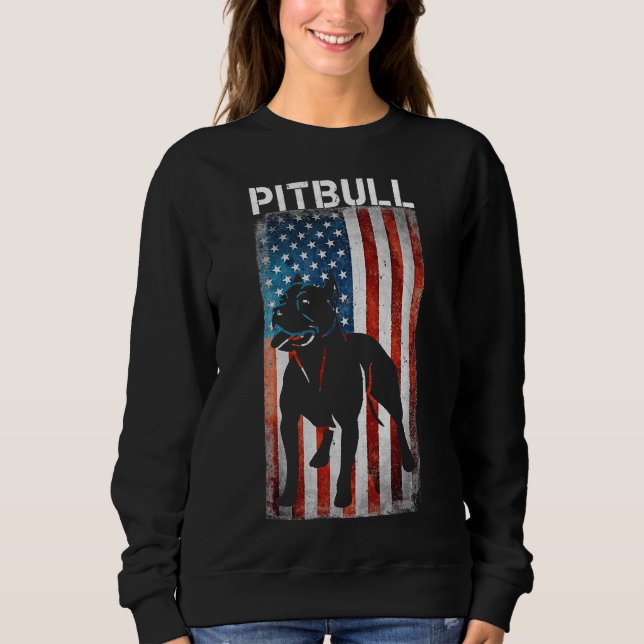 Sudadera Bandera Estadounidense De Toro Pit Bull Terrier Ba (Anverso)