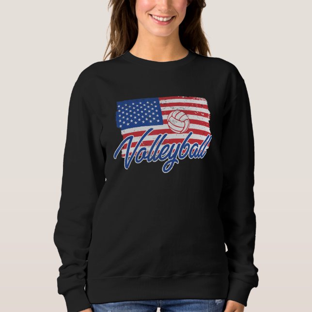 Sudadera Bandera Estadounidense De Voleibol Vintage (Anverso)