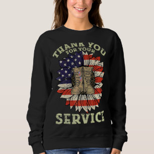 Sudadera Bandera estadounidense del girasol gracias veteran