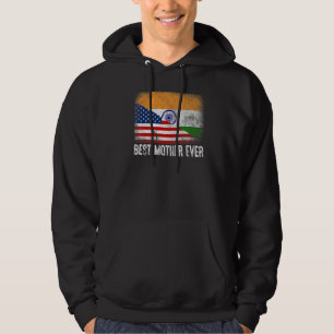 Sudadera Bandera estadounidense e India marcan a la mejor m