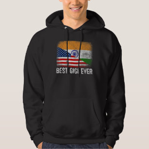 Sudadera Bandera estadounidense e India mejor familia Gigi