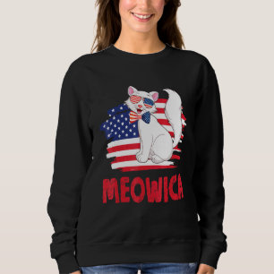Sudadera Bandera Estadounidense Flying Glass Cat Face Feliz