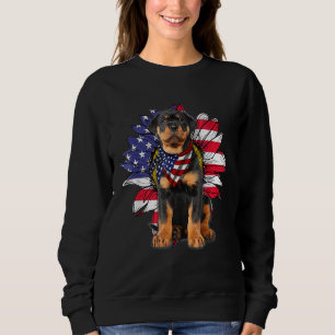 Sudadera Bandera Estadounidense Girasol Perro 4 De Julio