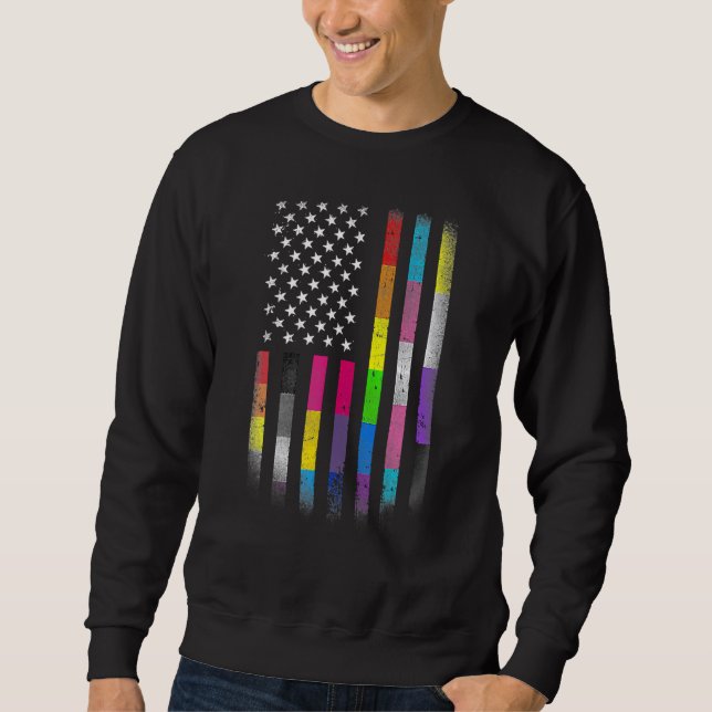 Sudadera Bandera Estadounidense Homosexual Lgbt Bandera Lgb (Anverso)