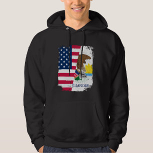 Sudadera Bandera estadounidense Illinois Amistad Estado de 