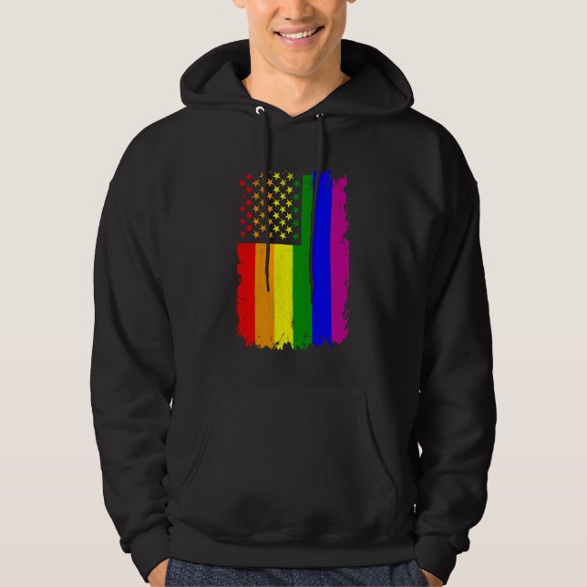 Sudadera Bandera estadounidense LGBT: Regalo arcoiris para  (Anverso)