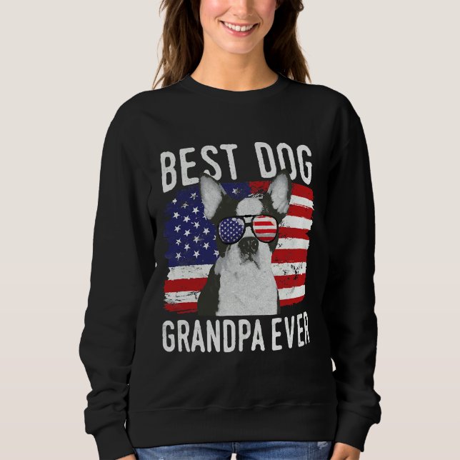 Sudadera Bandera estadounidense mejor abuelo de perro jamás (Anverso)