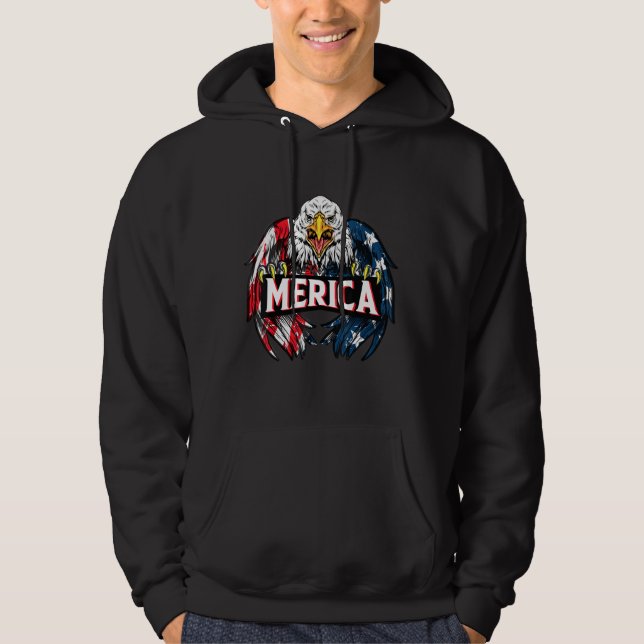 Sudadera Bandera Estadounidense Merica Eagle 4 De Julio (Anverso)