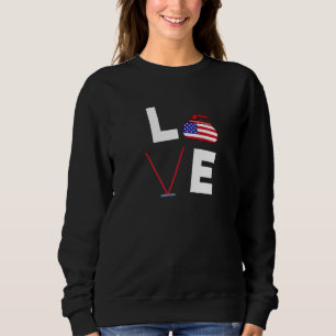 Sudadera Bandera estadounidense ondulante Usa Curler Broom