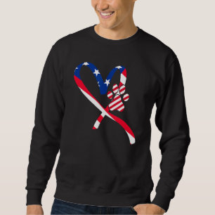 Sudadera Bandera estadounidense Patriótica Amor Perro Paw A