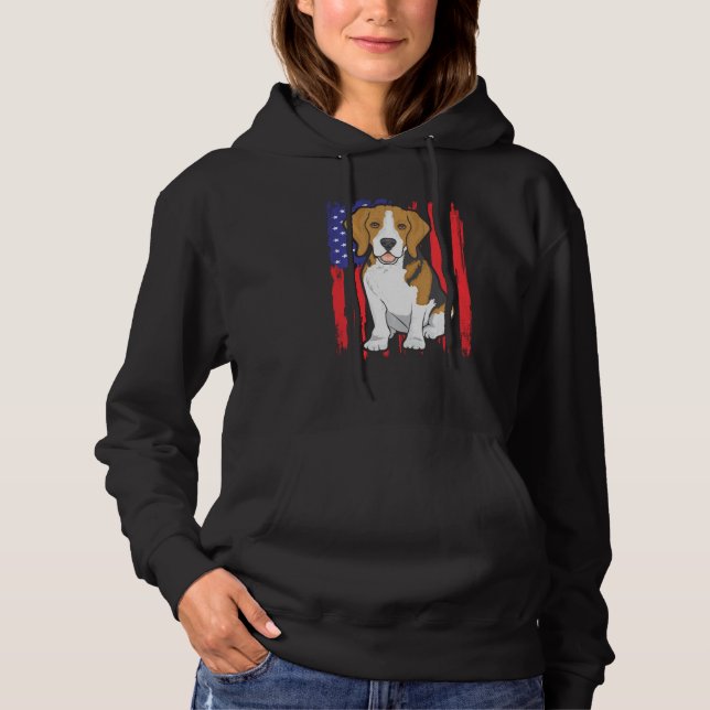Sudadera Bandera estadounidense Patriótica Beagle Dog Anima (Anverso)