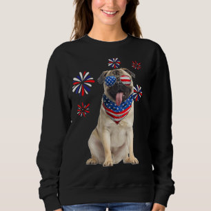 Sudadera Bandera Estadounidense Patriótica De Perro Pug 4 D
