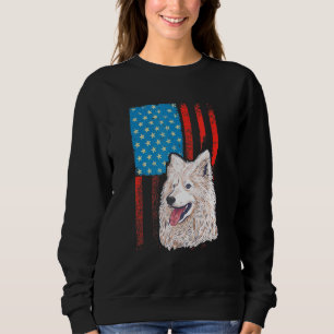 Sudadera Bandera Estadounidense Patriótica Dog Samoyed