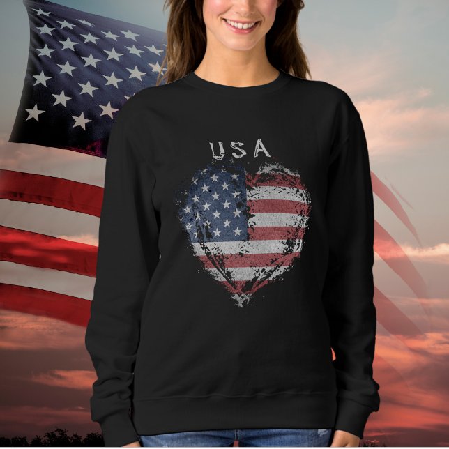 Sudadera Bandera estadounidense Patriótica Estados Unidos (Patriot American Flag USA Ladies Sweatshirt)