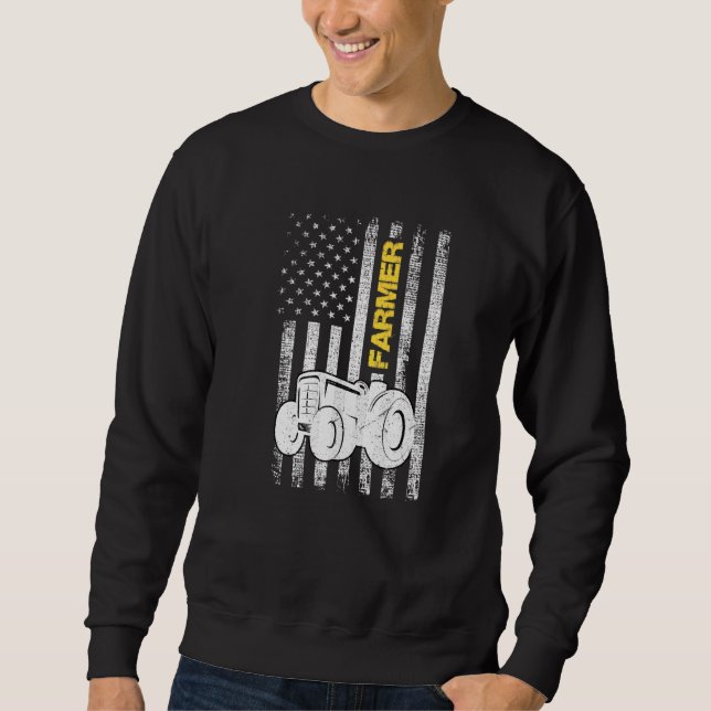 Sudadera Bandera estadounidense Patriótica Tractor Granjero (Anverso)
