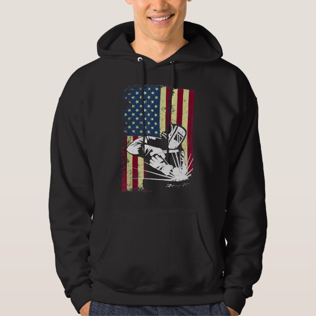 Sudadera Bandera Estadounidense Patriótica Usa Welder Gift (Anverso)