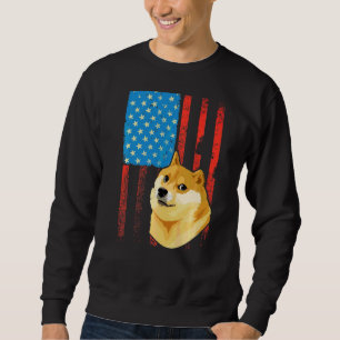 Sudadera Bandera Estadounidense Perro Patriótico Shiba Inu