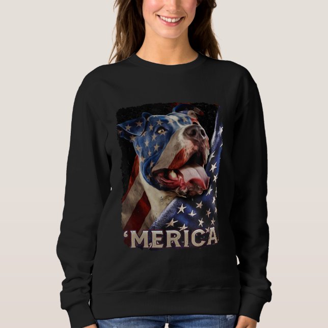 Sudadera Bandera Estadounidense Pitbull Patriotic Dog 4 De  (Anverso)