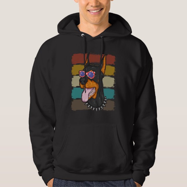 Sudadera Bandera estadounidense retro vintage doberman (Anverso)