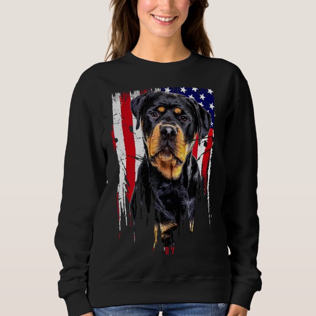 Sudadera Bandera Estadounidense Rottweiler (Anverso)