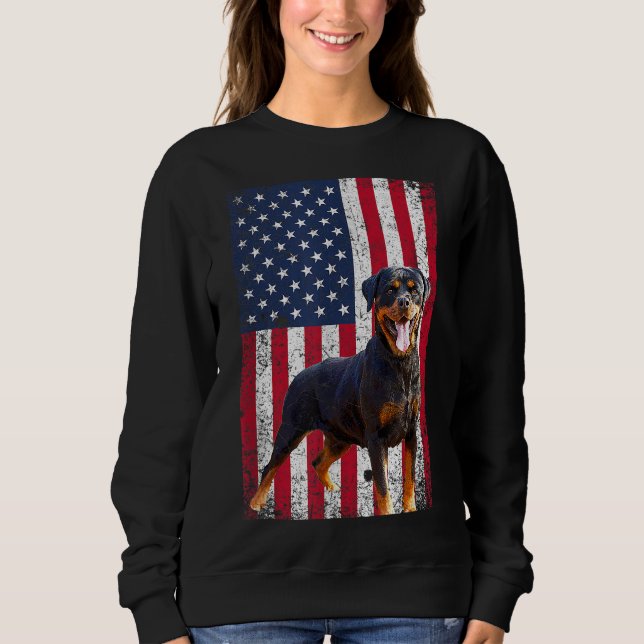 Sudadera Bandera estadounidense Rottweiler Dog Lover Gracio (Anverso)