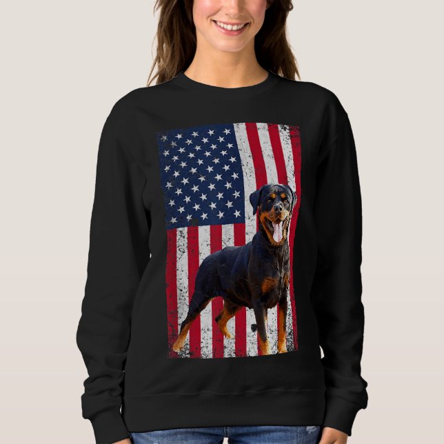 Sudadera Bandera Estadounidense Rottweiler Dog Lover Of Jul (Anverso)