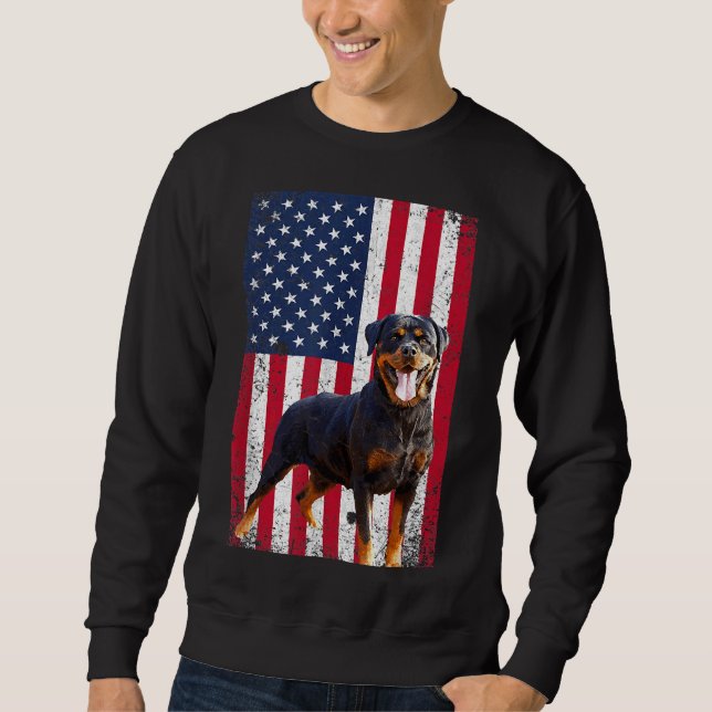 Sudadera Bandera Estadounidense Rottweiler Dog Lover Of Jul (Anverso)