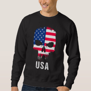 Sudadera Bandera Estadounidense Skull Manga Gráfica Patriót
