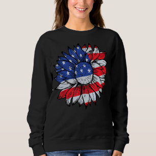 Sudadera Bandera Estadounidense Sunflower Flor Independenci
