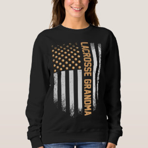 Sudadera Bandera estadounidense vintage de lacrosse abuela