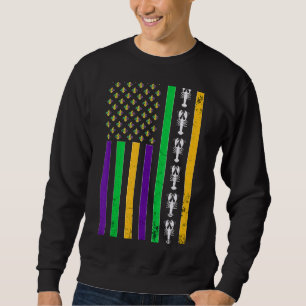Sudadera Bandera estadounidense vintage Mardi Gras Crawfish