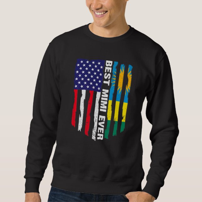 Sudadera Bandera estadounidense y bandera de Ruanda mejor p (Anverso)