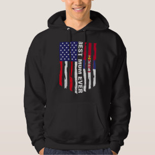 Sudadera Bandera estadounidense y bandera de Serbia mejor f