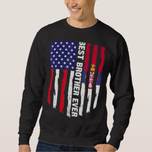 Sudadera Bandera estadounidense y bandera de Serbia Mejor H