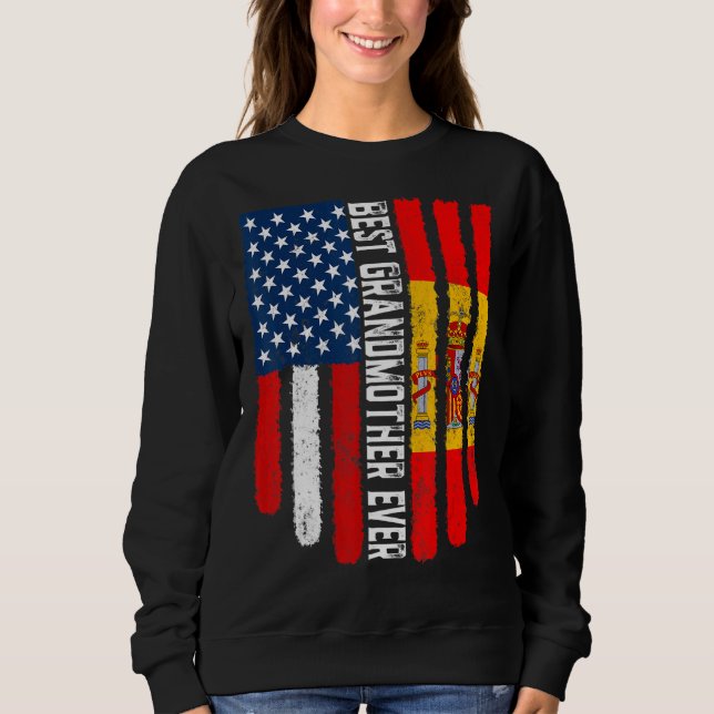 Sudadera Bandera estadounidense y bandera española mejor ab (Anverso)