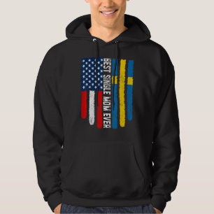 Sudadera Bandera estadounidense y bandera sueca mejor madre