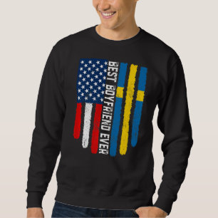 Sudadera Bandera estadounidense y bandera sueca mejor novio