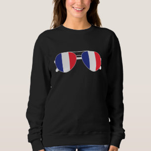 Sudadera Bandera francesa de recuerdo de Francia gafas de s