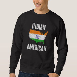 Sudadera Bandera india angustiada en el mapa estadounidense