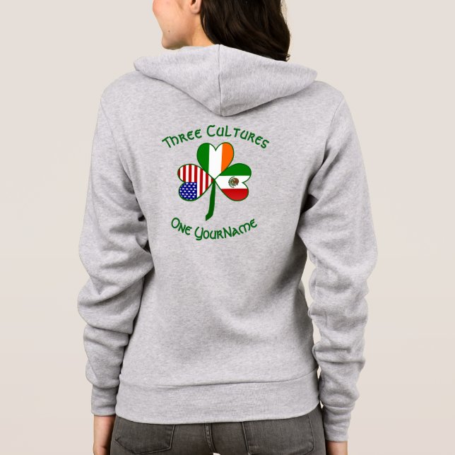 Sudadera Bandera irlandesa mexicana Shamrock personalizado (Reverso)