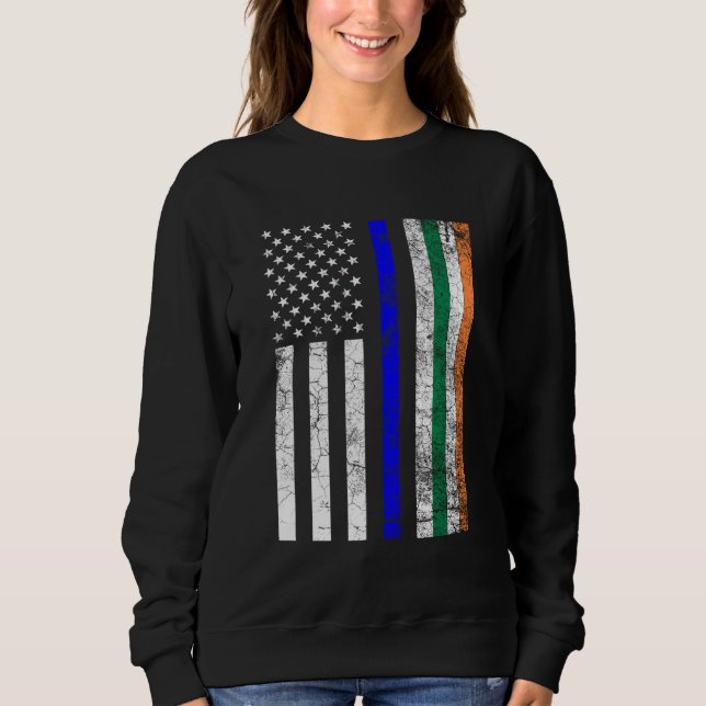 Sudadera Bandera irlandesa norteamericana delgada línea azu (Anverso)