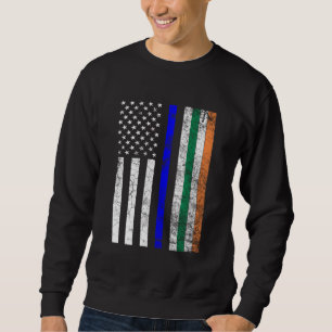 Sudadera Bandera irlandesa norteamericana delgada línea azu