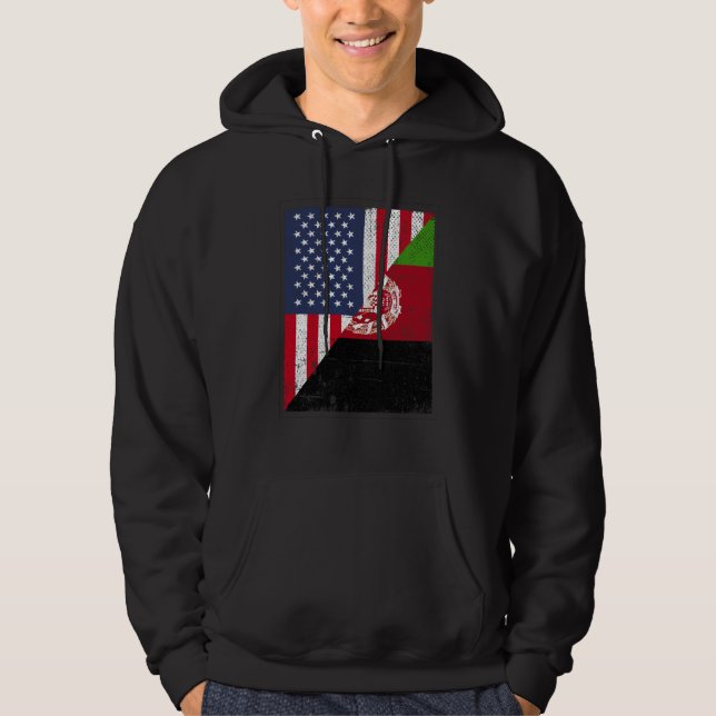 Sudadera Bandera mitad EE. UU. mitad bandera Afganistán Ame (Anverso)