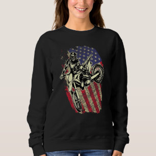 Sudadera Bandera Motocross De Bicicleta Sucia Estadounidens