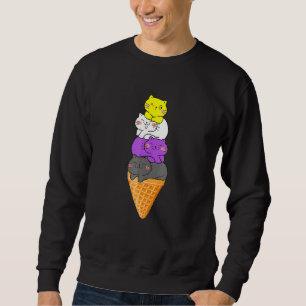 Sudadera Bandera No Binaria de Montón de Gatos Helado Agéne